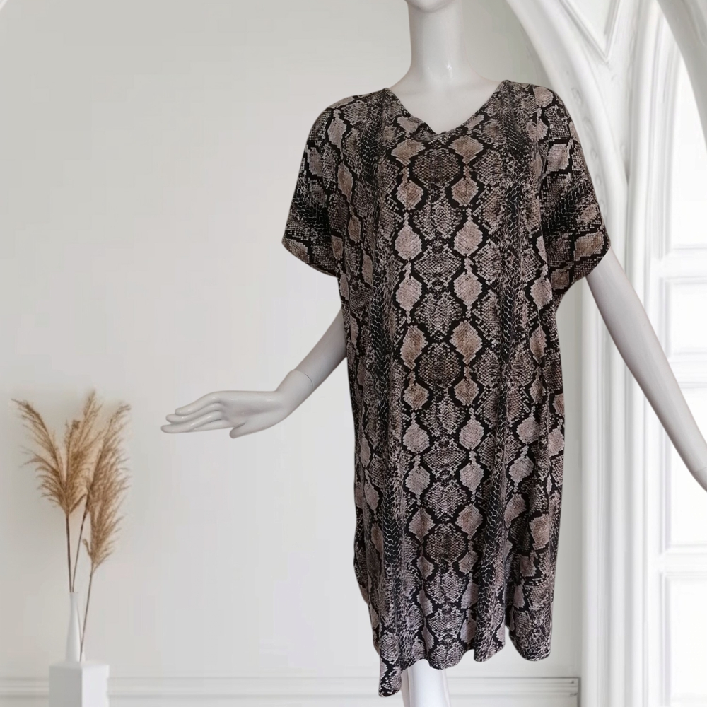 Elegant Snake Print Midi Dress